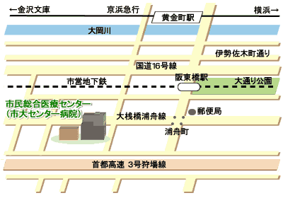 横浜市立大学附属市民総合医療センター 地図