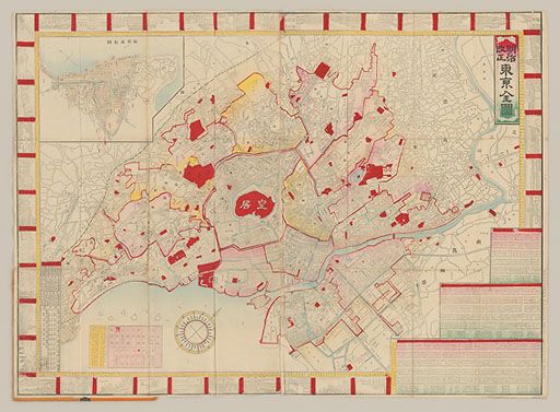 【高品質大人気】★E31明治26年（1893）古地図「東京全図」1舗/銅版摺り 古地図